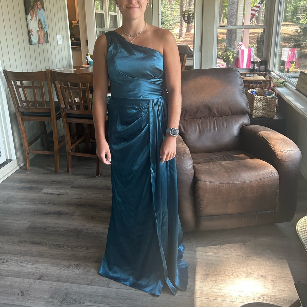 JJs House Teal One Shoulder Dress